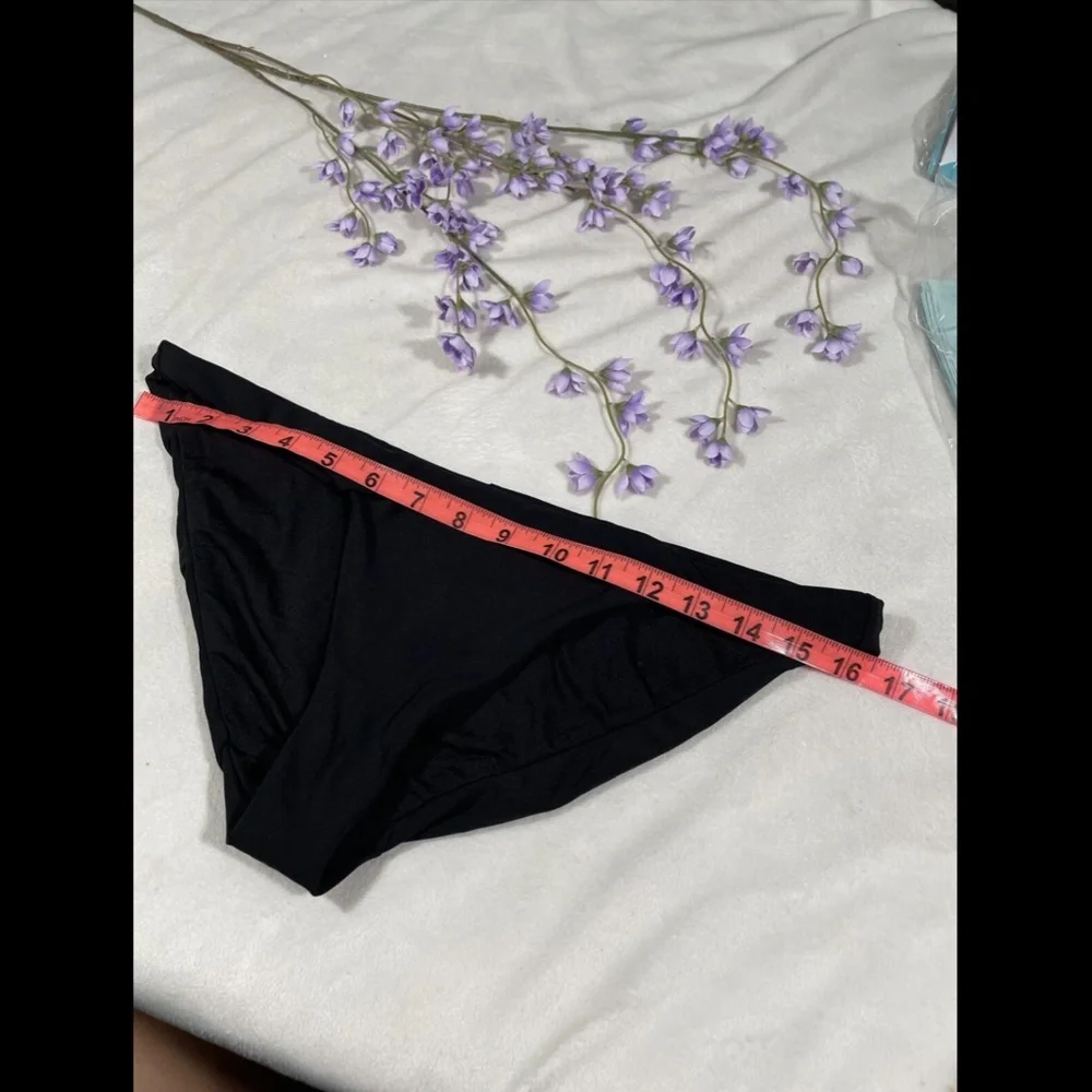 NEW $78 Robin Piccone Ava Bikini Bottoms‎ in Black [SZ Large ]